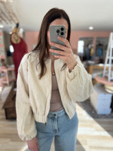 Load image into Gallery viewer, ecru floral embroidered zip jacket