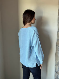 sky classic cotton v-neck textured sweater