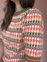 Load image into Gallery viewer, THML green + pink textured half sleeve sweater