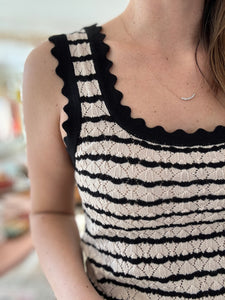 mocha + black stripe sweater knit tank