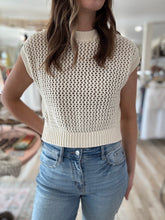 Load image into Gallery viewer, cream crochet knit top