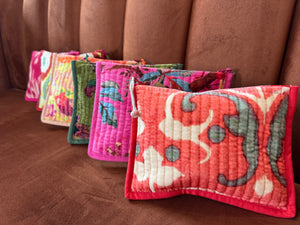 velvet textured zip pouch | 6 prints