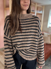 Load image into Gallery viewer, khaki + black stripe mock sweater