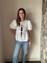 Load image into Gallery viewer, sunday stroll white eyelet front tie top