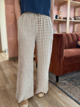 Load image into Gallery viewer, tan gingham cotton pants