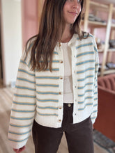 Load image into Gallery viewer, cozy up stripe button cardi