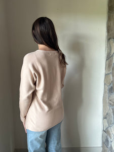 warm taupe ribbed dolman sweater