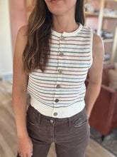 Load image into Gallery viewer, dusty pink + blue stripe knit top