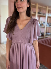 Load image into Gallery viewer, plum noir satin midi dress