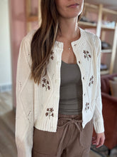 Load image into Gallery viewer, cream embroidered fall floral cardigan