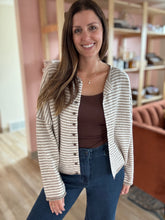 Load image into Gallery viewer, mocha stripe button cardigan
