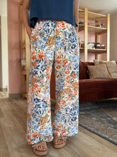 Load image into Gallery viewer, blue + orange floral wide leg pant