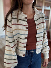 Load image into Gallery viewer, retro fall stripe button cardi