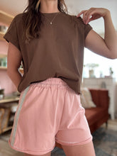 Load image into Gallery viewer, rose french terry stripe shorts