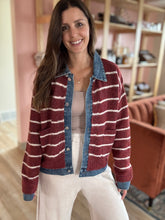 Load image into Gallery viewer, layered red stripe cardigan