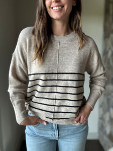 natural + black stripe sweater