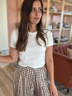 paige white ribbed crop tee
