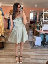 Load image into Gallery viewer, sage stripe cotton mini dress