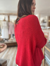 Load image into Gallery viewer, red lightweight oversized textured sweater