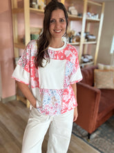 Load image into Gallery viewer, coral floral block top