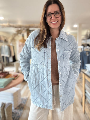 light denim quilted jacket