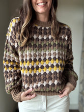 Load image into Gallery viewer, brown, cream + mustard textured sweater