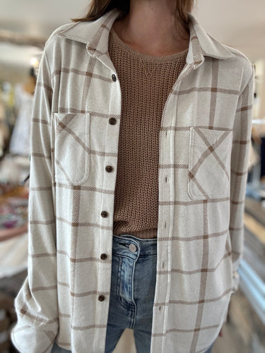 ultra soft cream plaid button down flannel