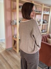 Load image into Gallery viewer, mocha contrast trim sweater