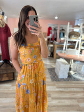 Load image into Gallery viewer, yellow + blue floral midi dress | S-3XL