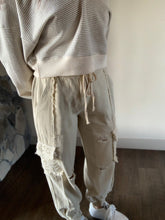 Load image into Gallery viewer, pol beige crochet mix joggers