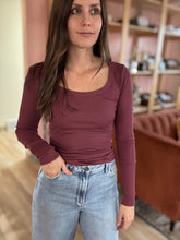 Load image into Gallery viewer, rose scoop ribbed long sleeve tee