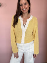 Load image into Gallery viewer, butter yellow color-block button cardigan