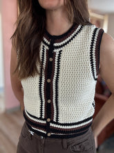 Load image into Gallery viewer, cream, brown + black cotton knit tank