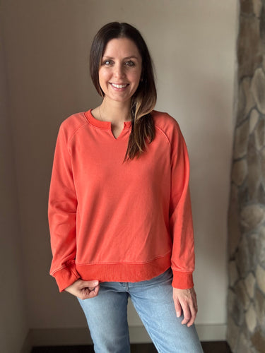 vintage red coral french terry sweatshirts