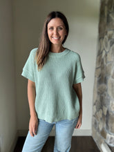 Load image into Gallery viewer, dusty mint short sleeve relaxed sweater