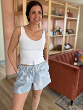 Load image into Gallery viewer, sky + cream stripe shorts