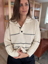 Load image into Gallery viewer, cozy cream + black stripe sweater