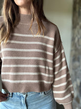 Load image into Gallery viewer, camel + oat stripe mock neck