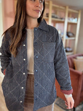 Load image into Gallery viewer, navy + red heirloom plaid quilted jacket