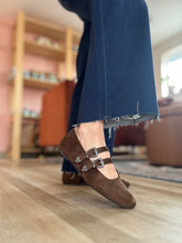 Load image into Gallery viewer, espresso suede albany double strap flats