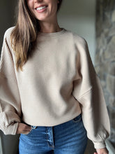 Load image into Gallery viewer, cream on a stroll ribbed pullover