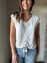 Load image into Gallery viewer, off white front ruche modal top