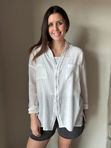 white cotton button down