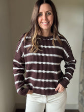 Load image into Gallery viewer, brown+cream stripe sweater