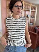 Load image into Gallery viewer, cream+ black stripe sweater tank