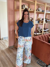 Load image into Gallery viewer, blue, green + orange floral wide leg pant