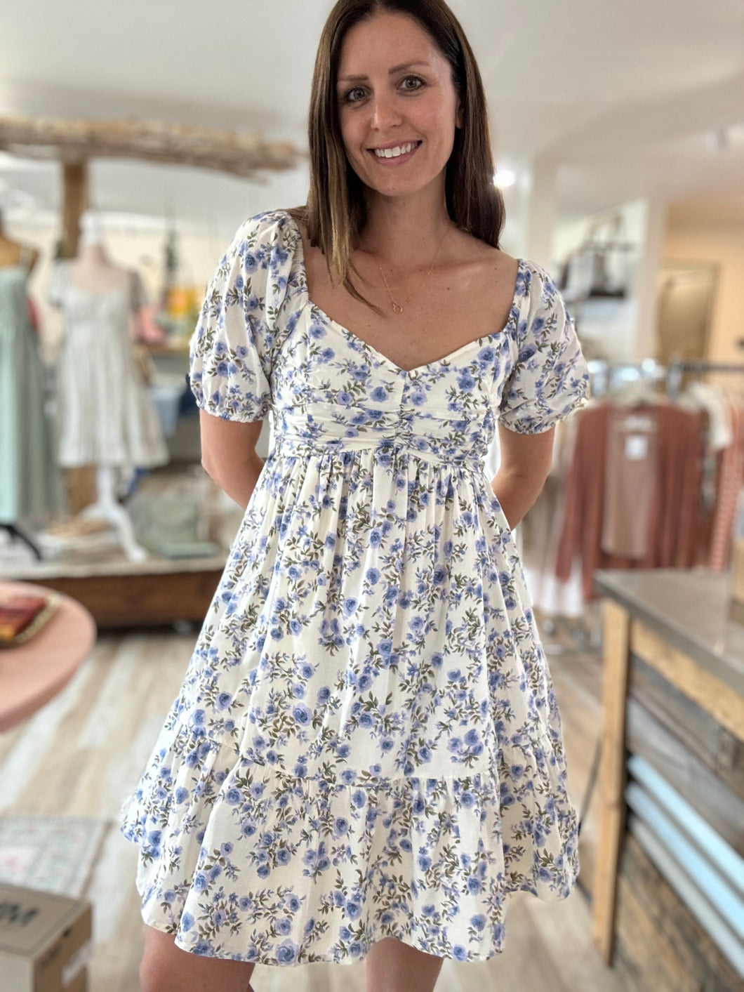cream + lavender floral cotton dress – Cloth + Stone