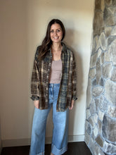 Load image into Gallery viewer, brown + black mineral washed flannel