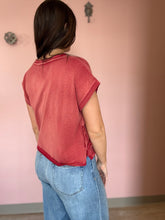 Load image into Gallery viewer, vintage red side tie mineral washed tee