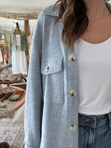 soft denim blue ribbed jacket